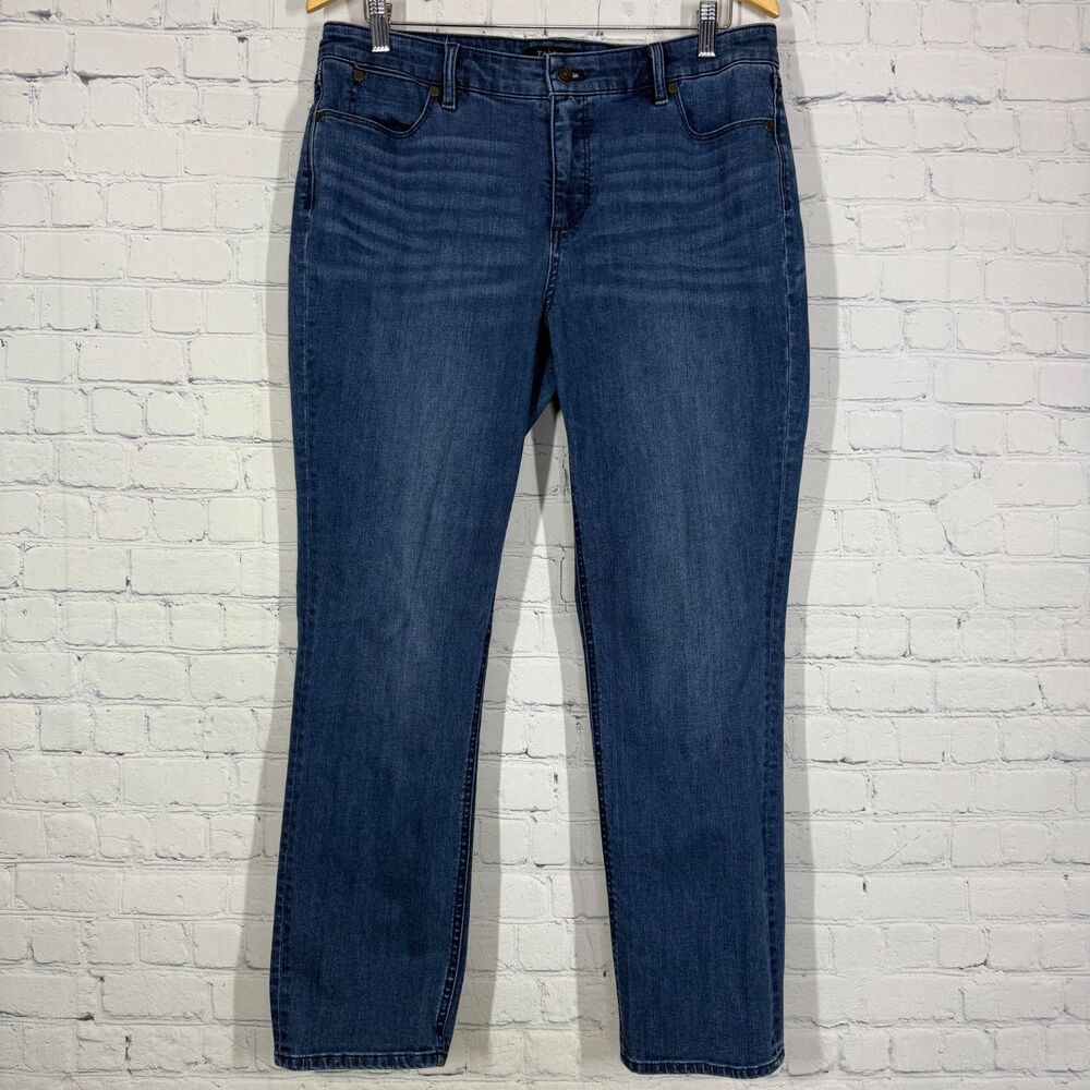 Talbots Flawless Five Pockets Jeans Women Size 12 Dark Blue High Rise Straght